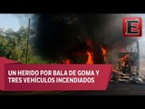 Choque entre normalistas y policías en Michoacán deja 4 heridos