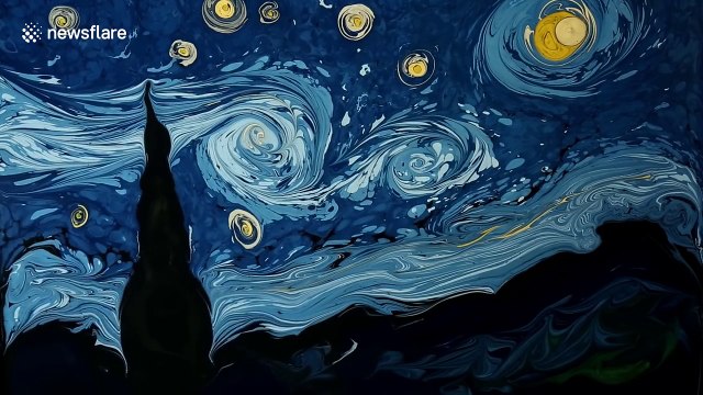 Artist recreates Van Gogh's Starry Night on surface of water