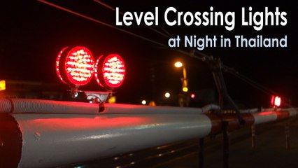 Level Crossing Lights at Night in Thailand