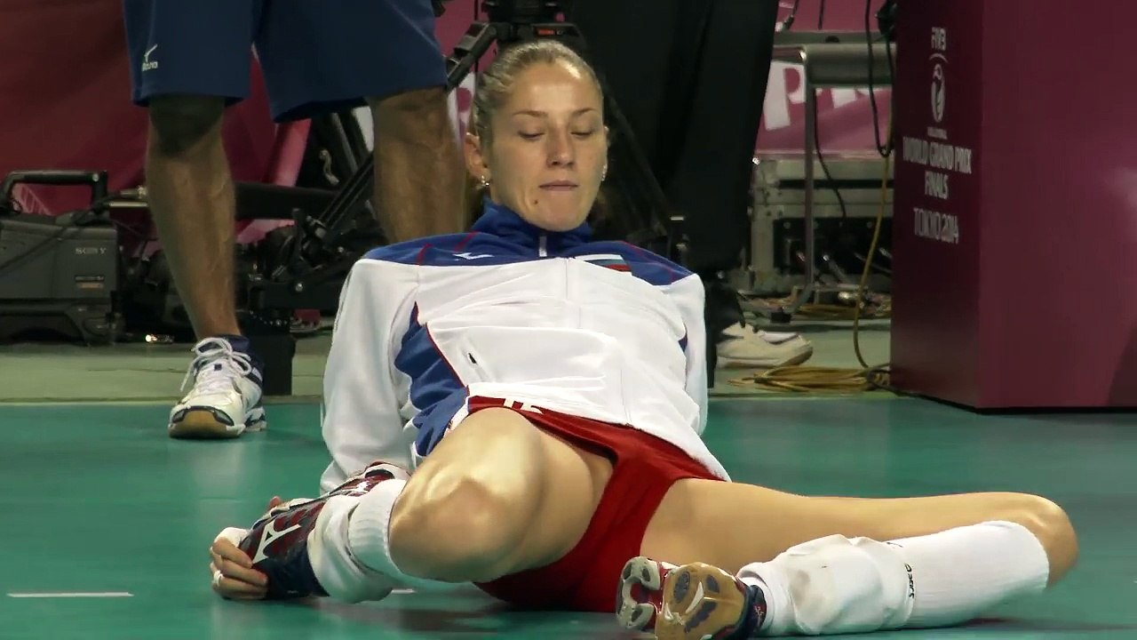 Stretching by a gorgeous Russian volleyball player Tatiana