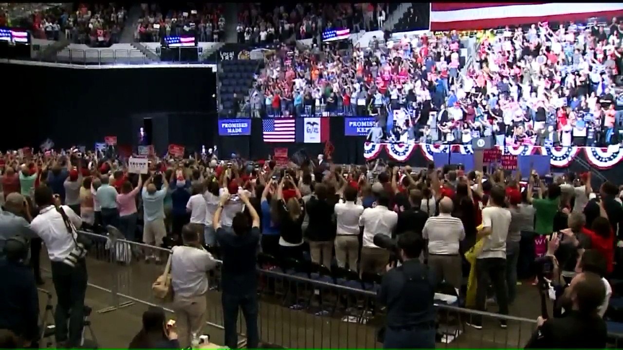 Supporters, Opposers React at President Trump`s Rally in Iowa