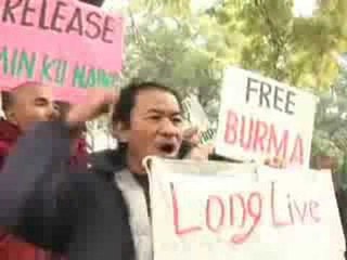Activists protest Shwe Mann visit