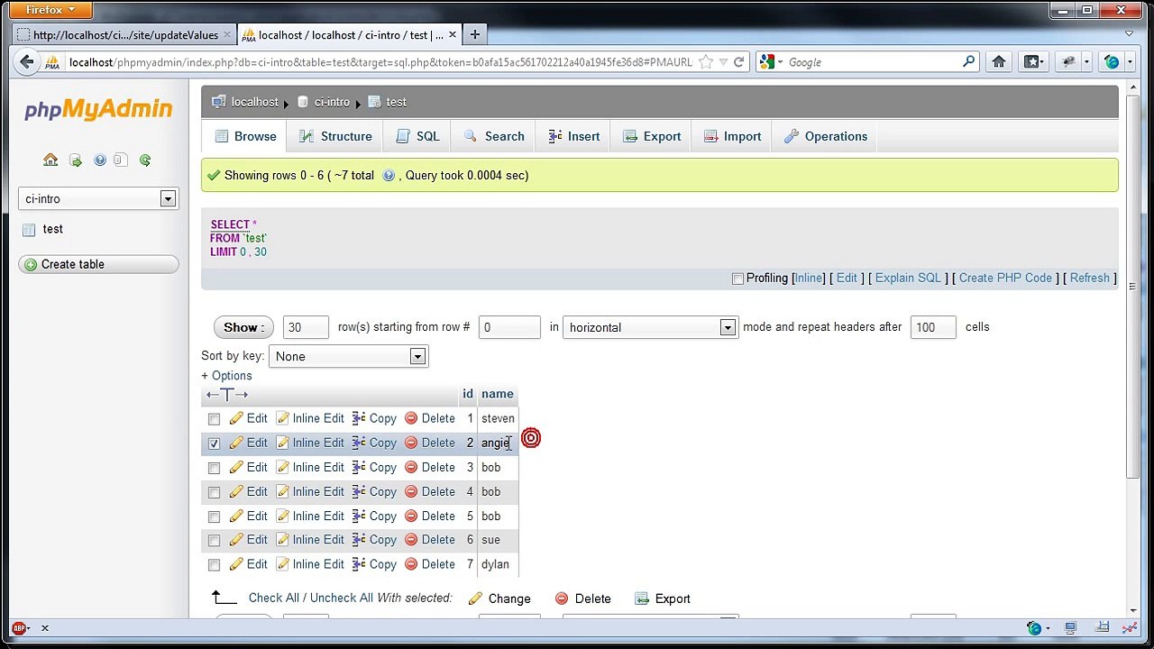CodeIgniter - MySQL Database - Updating Values (Part 10_11)