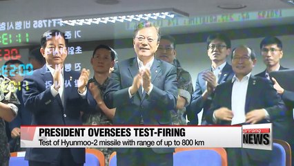 South Korean president observes test-firing of 800km range home-grown missile