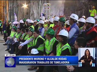 Presidente Moreno y Alcalde Rodas inauguraron la tuneladora La Carolina del Metro de Quito