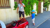 CHANGING WHEEL ON DADS car w/Thomas BAD BABY POWER WHEEL ride on AUDI Q7 and FREAK DADDY