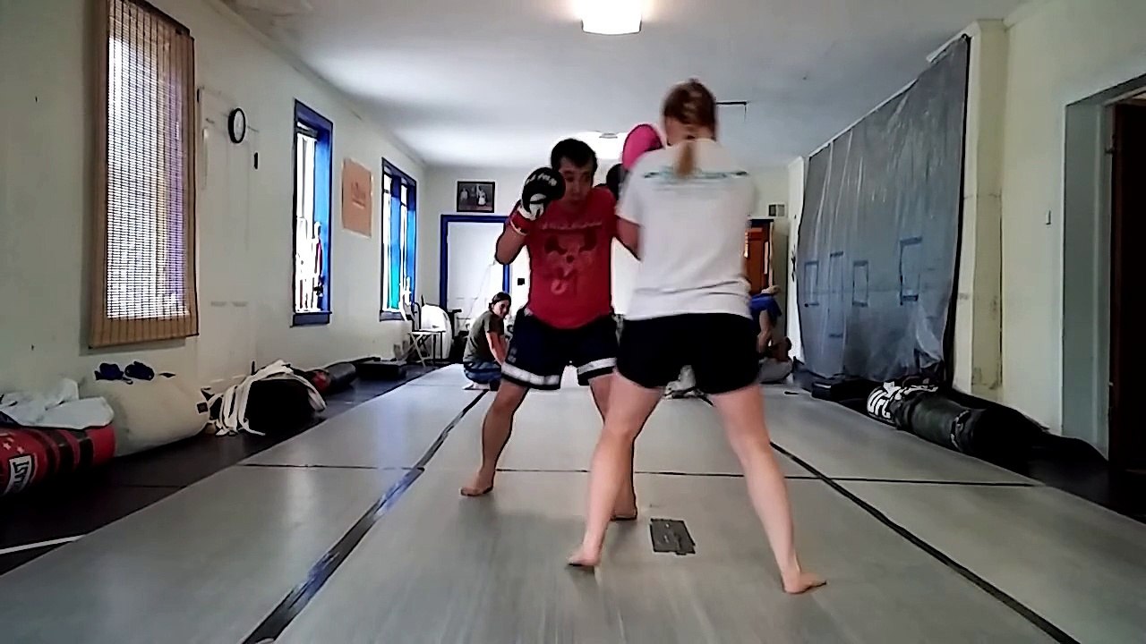 Paige first time sparring - April 2017