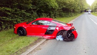 Audi R8 Crash and aftermath chaos.
