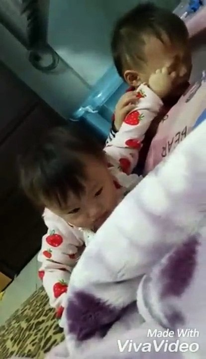 Funny baby fighting