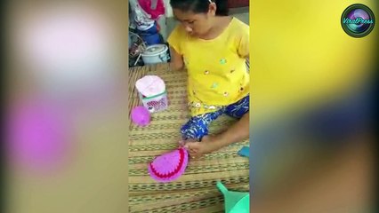 Disabled Woman Sewing Hats With Her Feet