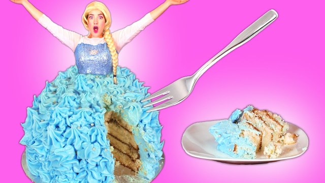 Frozen Elsa IS A CAKE! w_ Spiderman Maleficent Princess Anna Spidergirl Superman! Superheroes IRL _)