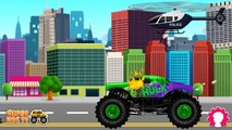 Aprender colores con casco monstruo camiones dibujos animados para Niños