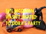 EVIL MCQUEEN WASN'T INVITED TO DORA'S PARTY   SKYE SPIDERMAN BOOTS GIDGET TSLOP Toys Kids Video