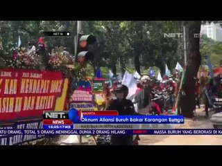 Oknum Aliansi Buruh Bakar Karangan Bunga Ahok Djarot NET16