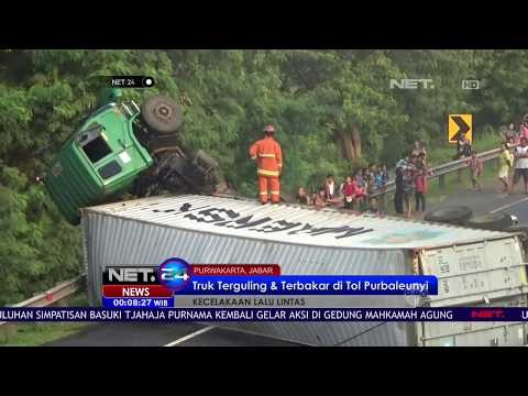 Truk Terguling dan Terbakar di Tol Purbaleunyi - NET24