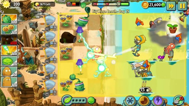 2. Пляж большой день растения против прохождение Волна зомби 25