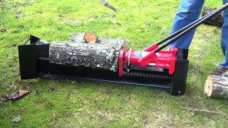 Sexy Girls and Log Splitter, Chainsaw, Circular Saw. New Technologies Chopping Wood