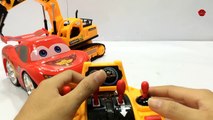 Y coche Niños construcción descarga excavadoras para Policía hombre araña camiones (v) mcqueen