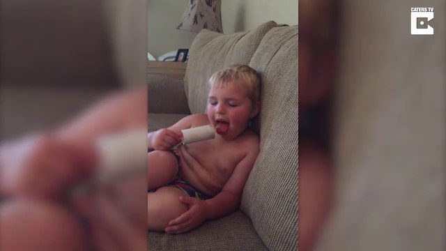Sweet dreams! Boy, 4, battles to stay awake while eating favourite ice lolly – nodding off with tongue stuck out