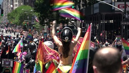 New York's gay pride march: anti-Trump but also pro-fun