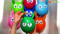 Les couleurs la famille doigt Apprendre lapin chanson avec Ballon popping ballons colorpongsong