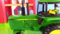 Articulado vacas granja máquina elevadora caballos juan juego juguete vehículos Deere unboxing tractor