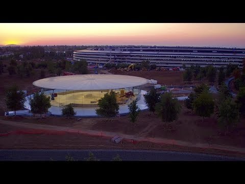 Drone Videos Show Steve Jobs Theater At New Apple Campus