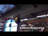 mayweather vs maidana marcos rips double end bag in training EsNews Boxing