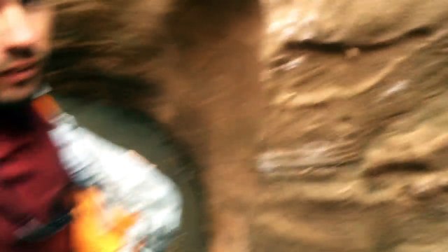 (HD) Owl swimming in slot canyon in Lake Powell