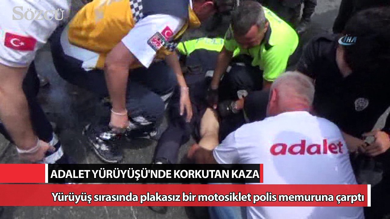 Adalet Yürüyüşü’nde korkutan kaza