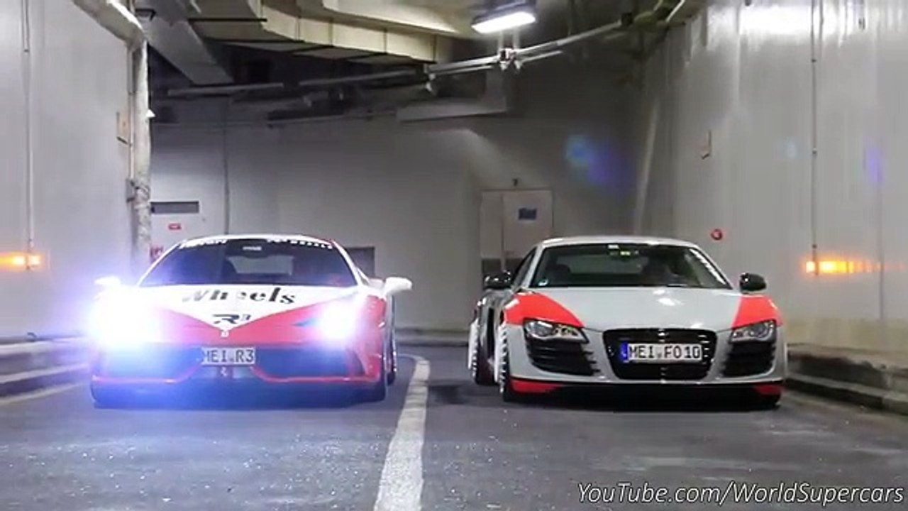 Ferrari 458 Speciale vs Audi R8 INSANE Straight Pipes REV BATTLE!