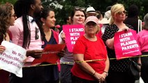 Planned Parenthood supporters protest outside the Capitol