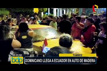 Dominicano cruza la frontera de Perú con Ecuador en auto de madera