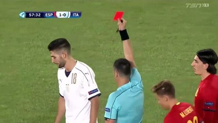 Roberto Gagliardini RED CARD HD - Spain U21 vs Italy U21 27.06.2017 - Euro U21 HD