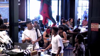 Spider-Man Does His Best Prank Yet — At Starbucks | THR News