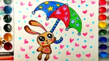 Lapin coloration dessiner dessin pour filles les coeurs Comment Apprendre lapin formes à Il parapluie L pages t