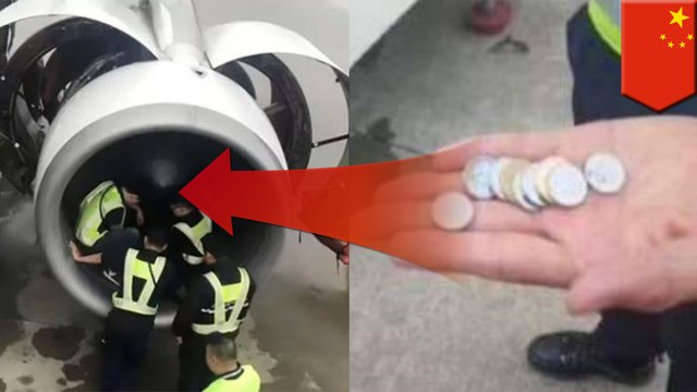 Chinese woman throws coins in plane engine for good luck