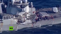 Un destructor de EE.UU. choca contra un buque mercante frente a la costa japonesa