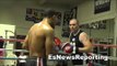 mayweather boxing club CORTEZ BEY showing top skills on mitts EsNews Boxing