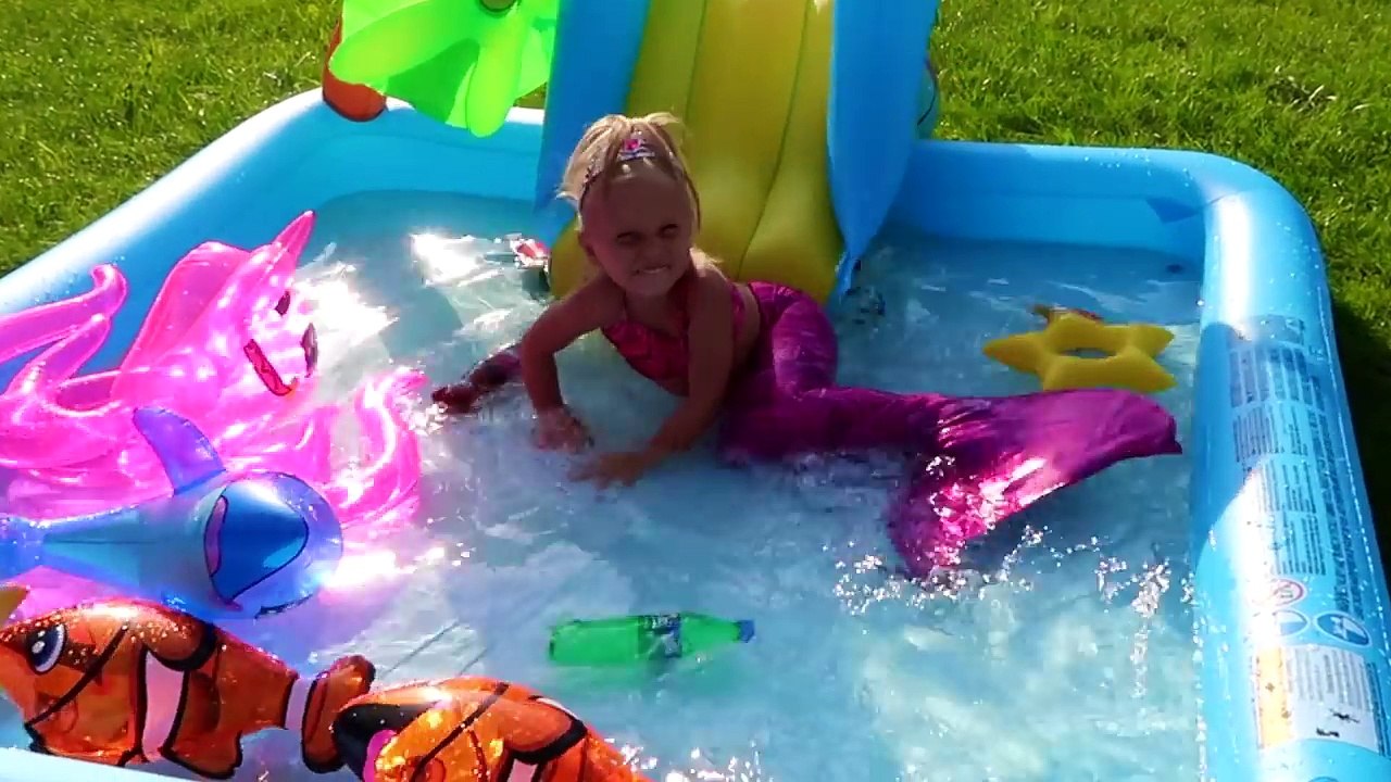 Bad Kid Magic Transform The Mermaid in Pool Finger Family Song Nursery Rhyme Playground fo