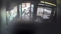 Passengers flung from seats in dramatic bus crash