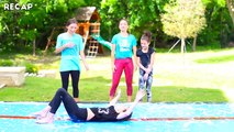 FUNNY SLIP N SLIDE GYMNASTICS CHALLENGE! (ft. Hayley & Annie LeBlanc from Bratayley)