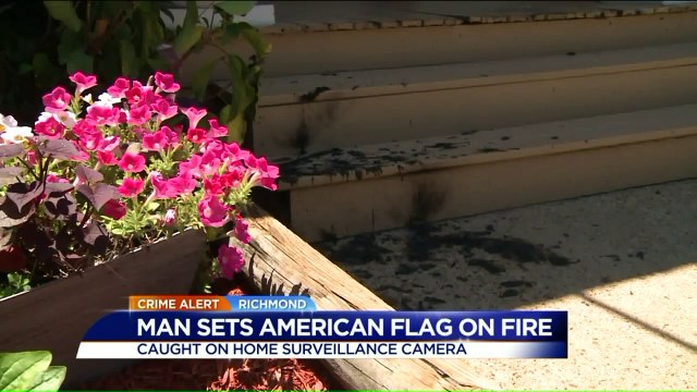 Man Caught on Camera Setting Homeowner's American Flag on Fire