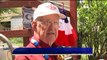 World War II Veteran Teams Up with Marine Son to Hand Out American Flags