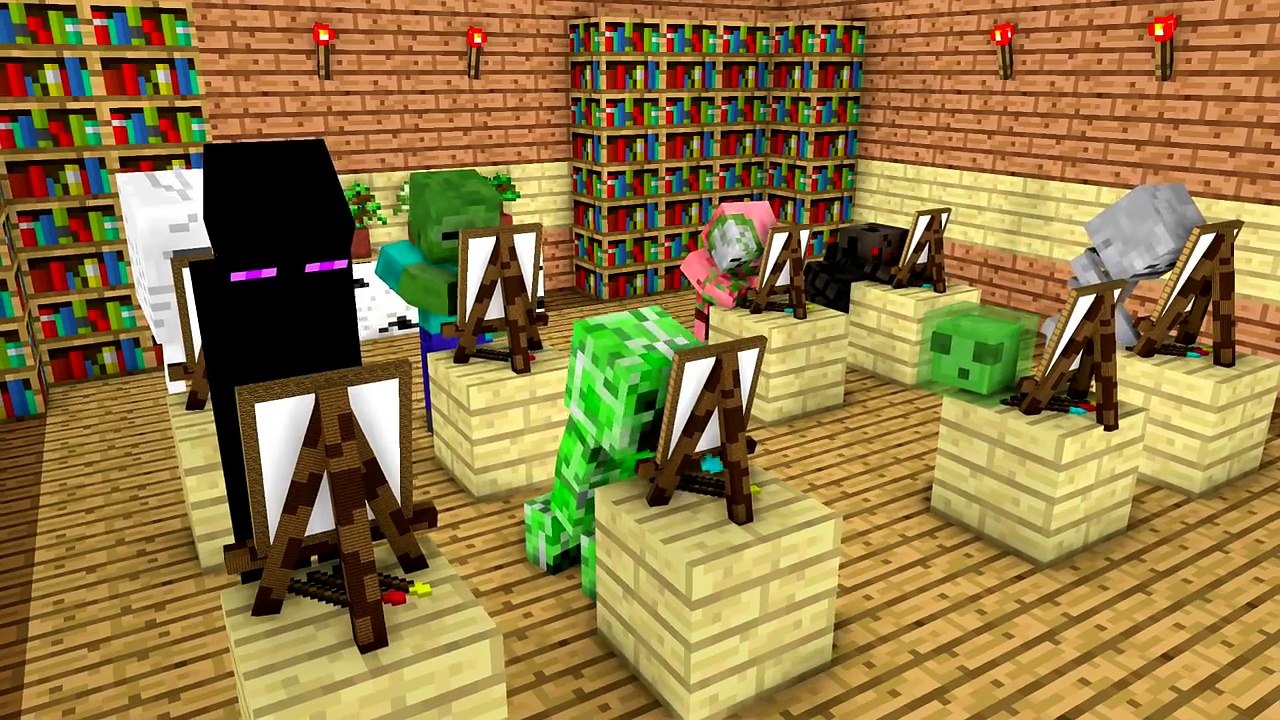Monster School: Mobs Drawing Cubic Minecraft Animation