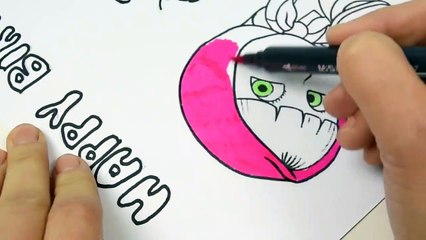 Masha e Orso Torta di Compleanno da colorare. Masha and