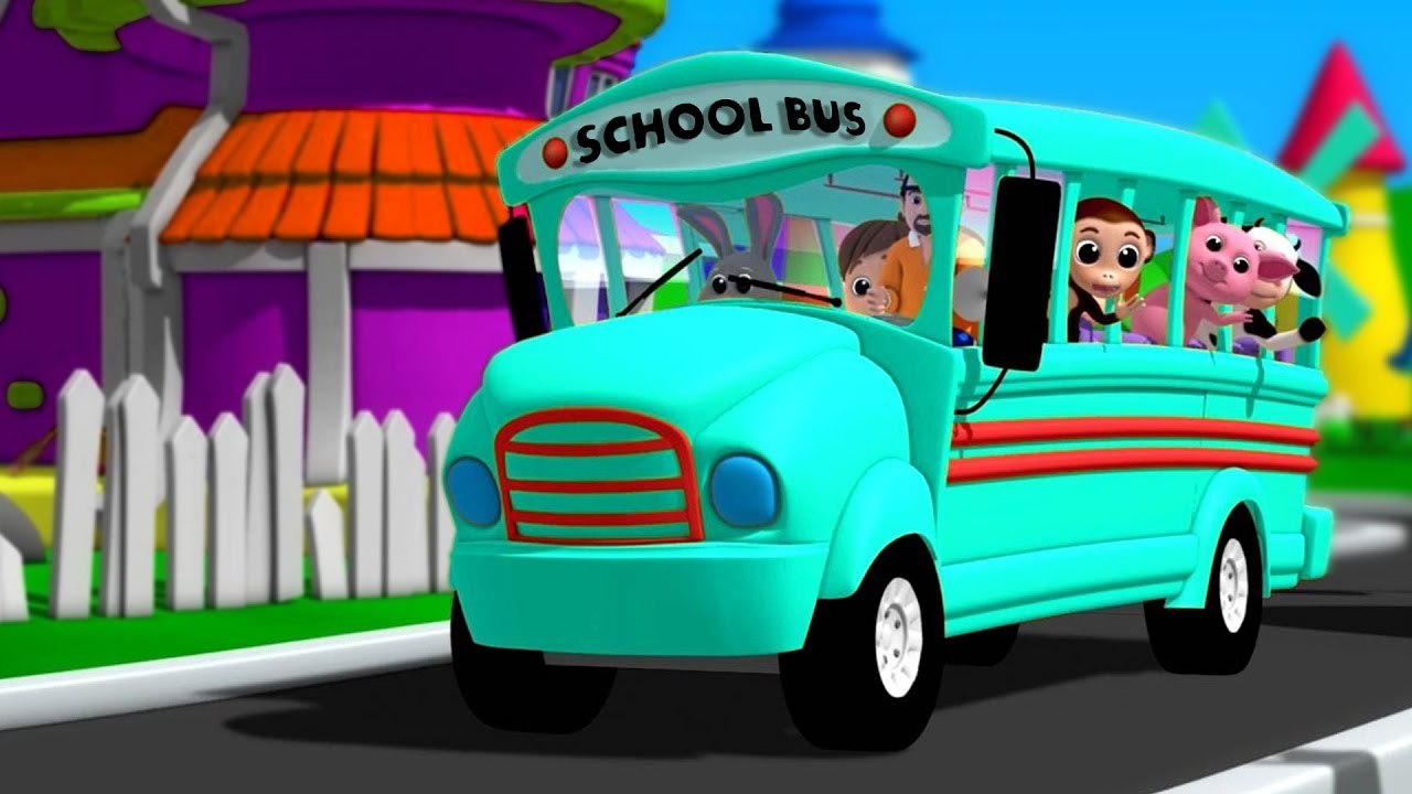 The Wheels On The Bus Go Round And Round song - HeyKids Nursery Rhymes