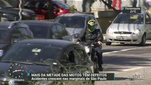 Acidentes com motos crescem nas marginais de São Paulo