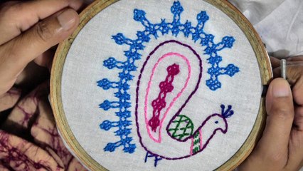 Hand Embroidery: Hand Stitch: Gujrati Stitch (peacock)/ Sindhi Work / Kutch Work