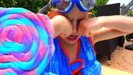 Crying Babies in Pool / Learn colors with Baby Colored Candies / Bad Kids Colours Learning